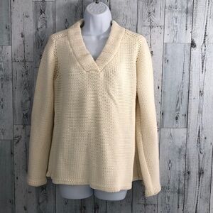 Chadwick’s Ivory Knit V-Neck Pull-On Sweater Large